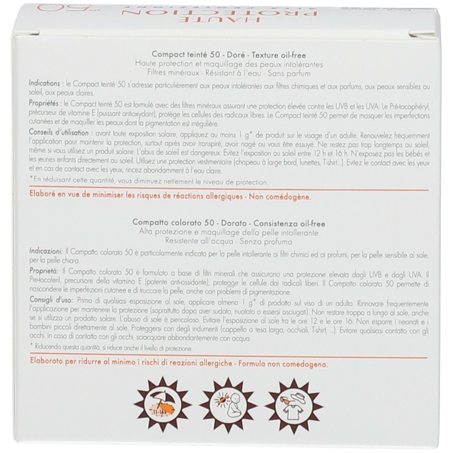 Retro della scatola. Testo. Consigli per l'uso. Per pelli sensibili. Senza profumo.