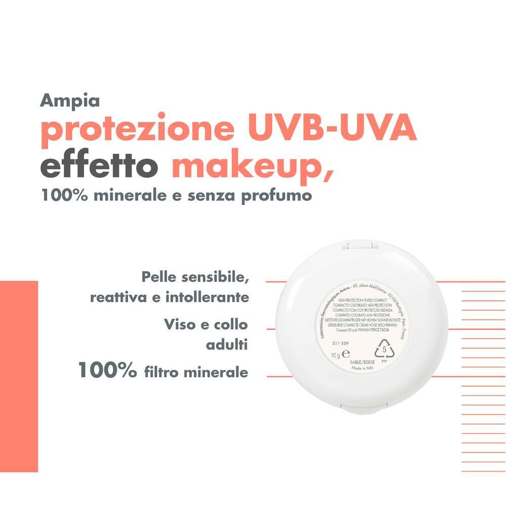 Retro della cipria. Testo: « Pelle sensibile ». 100% filtro minerale. Per pelli sensibili, reattive.