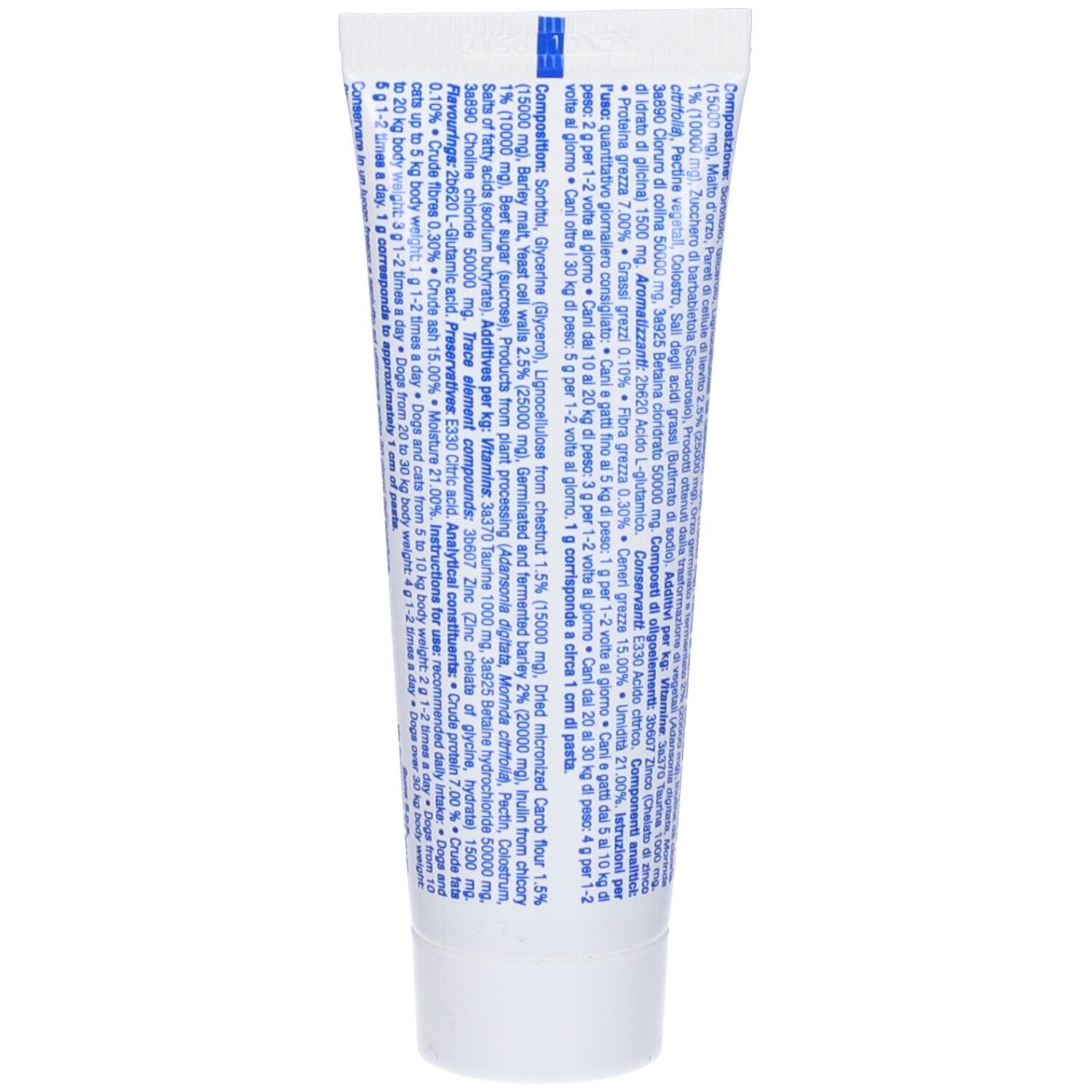 Guna PET Enteroformula. Retro del tubo. Ingredienti e dosaggio.