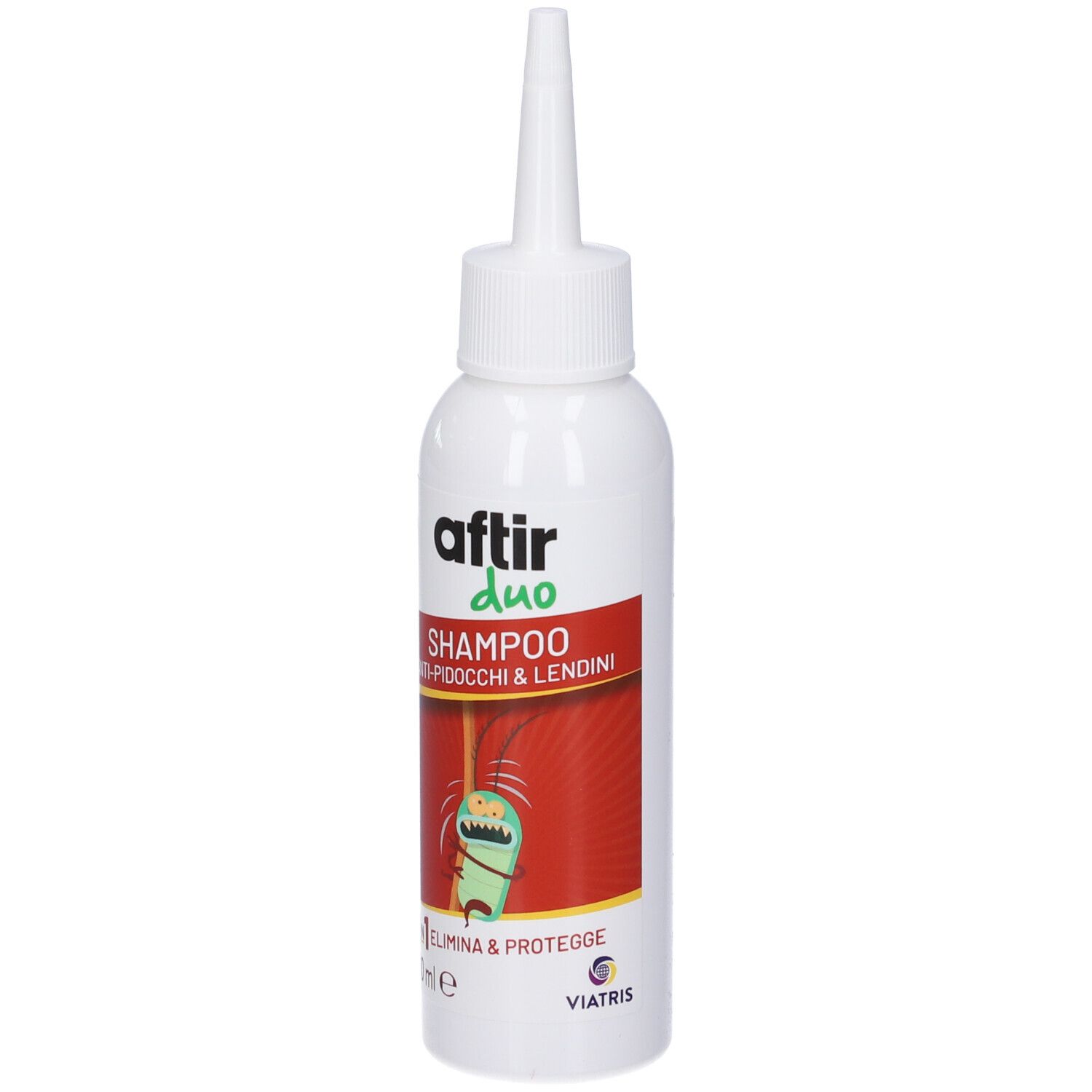Flasche Aftir Duo Shampoo gegen Läuse und Nissen, 100 ml.