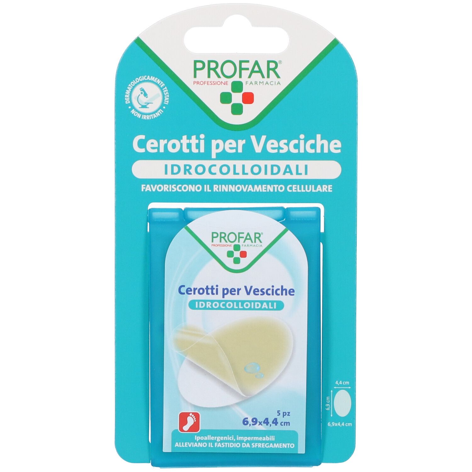 Profar Cerotti per Vesciche Idrocolloidali 6,9 x 4,4 cm 5 Pezzi