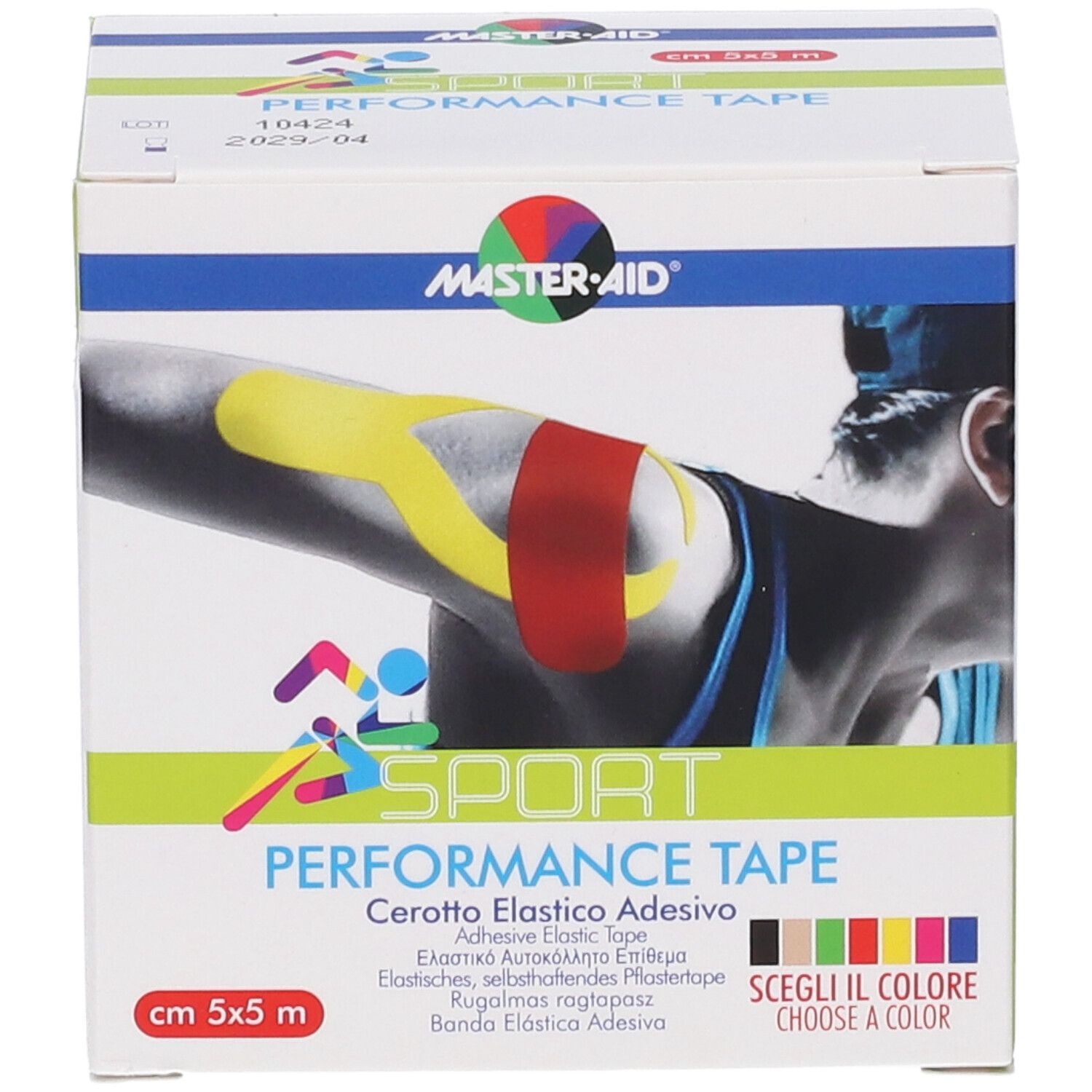 Master-Aid Sport Performance Tape Verpackung mit Abbildung eines Arms mit Taping.