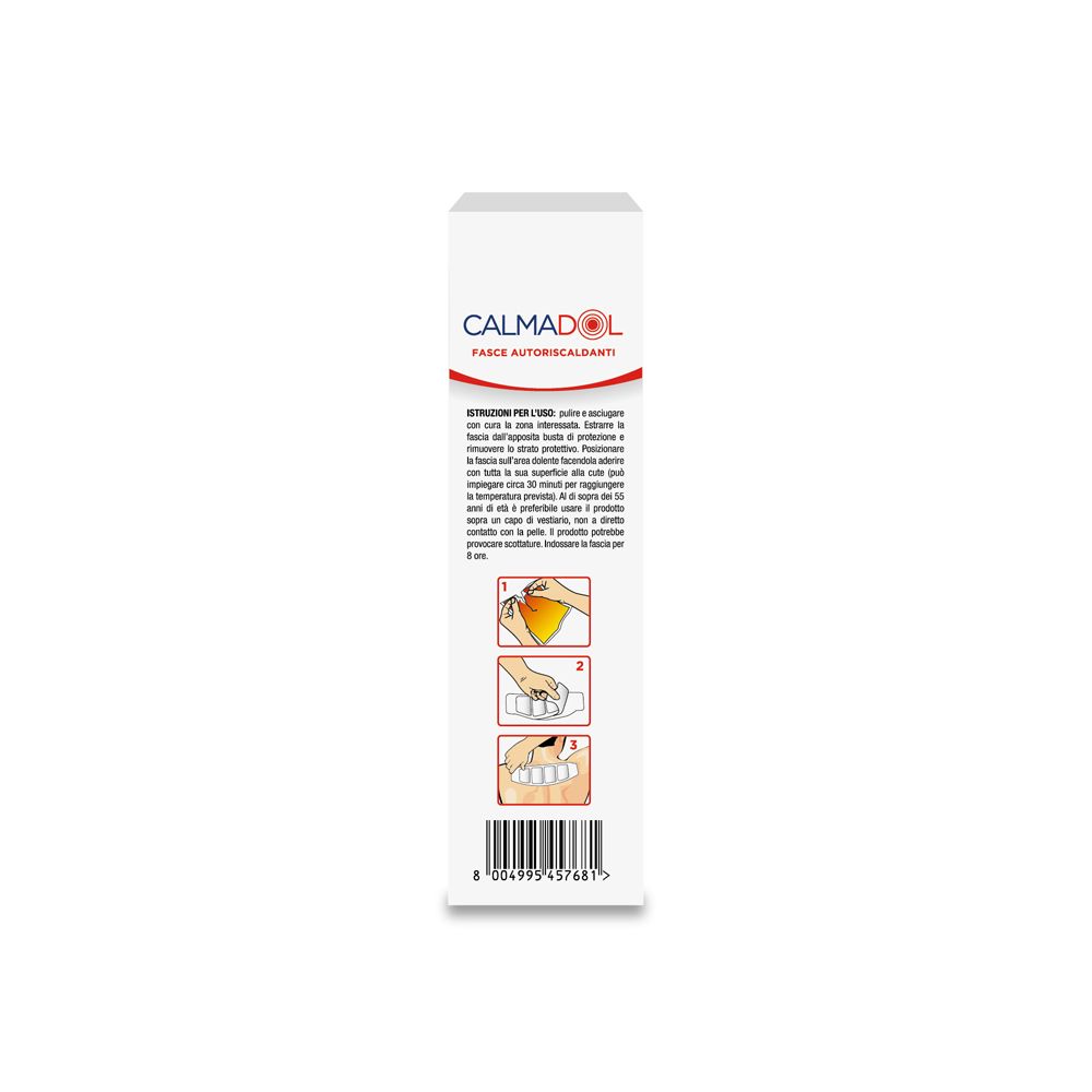 Calmadol Selbstwärmende Bandagen, Packung mit Anwendungshinweisen.