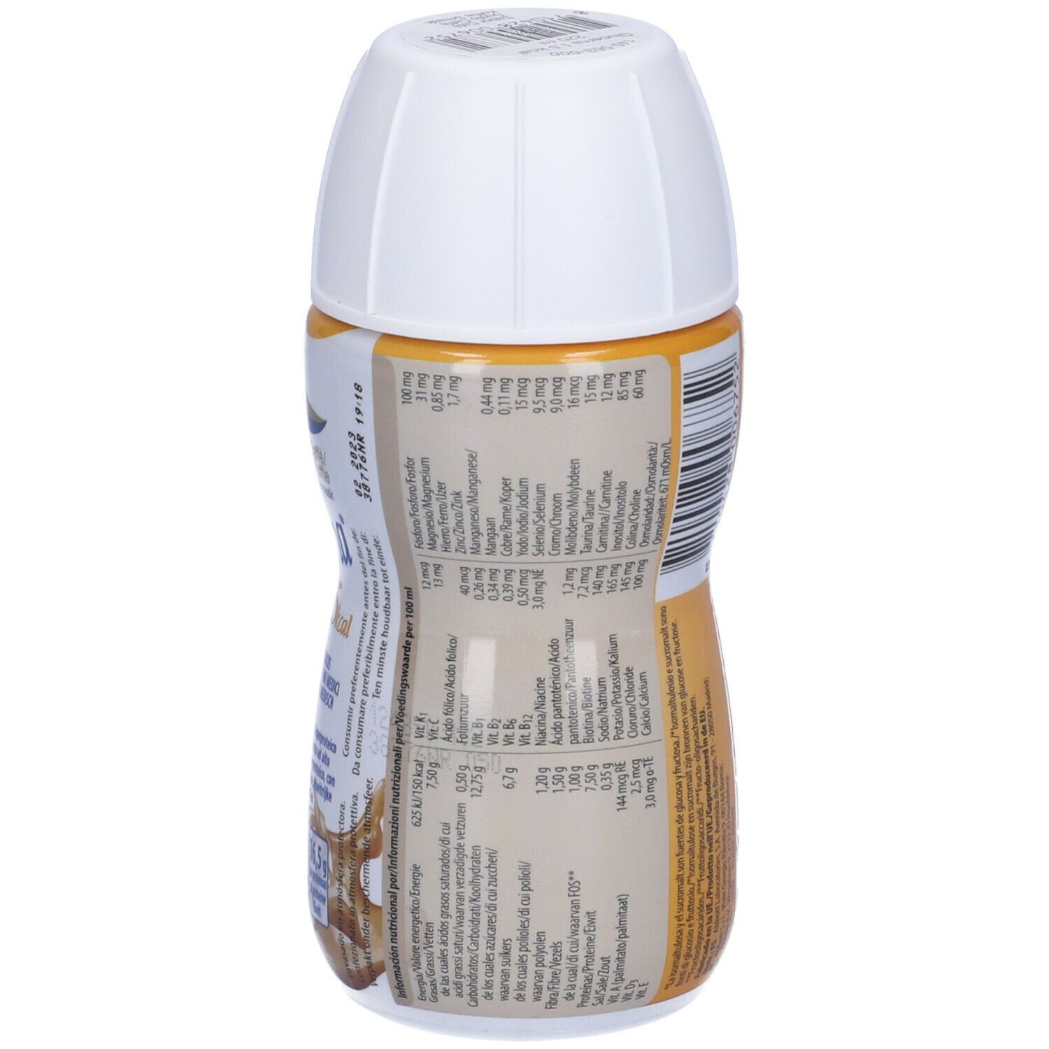 Bottiglia Abbott Glucerna 1,5 kcal Caffè, liquido marrone, tappo bianco. Tabella nutrizionale.