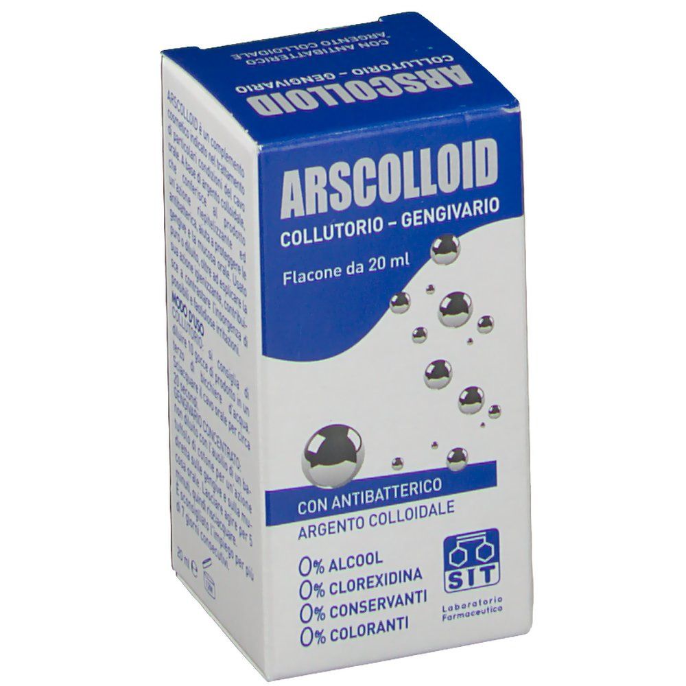 Scatola con nome e informazioni del prodotto. Confezione blu e bianca. Contiene 0% alcool, clorexidina, conservanti e coloranti.