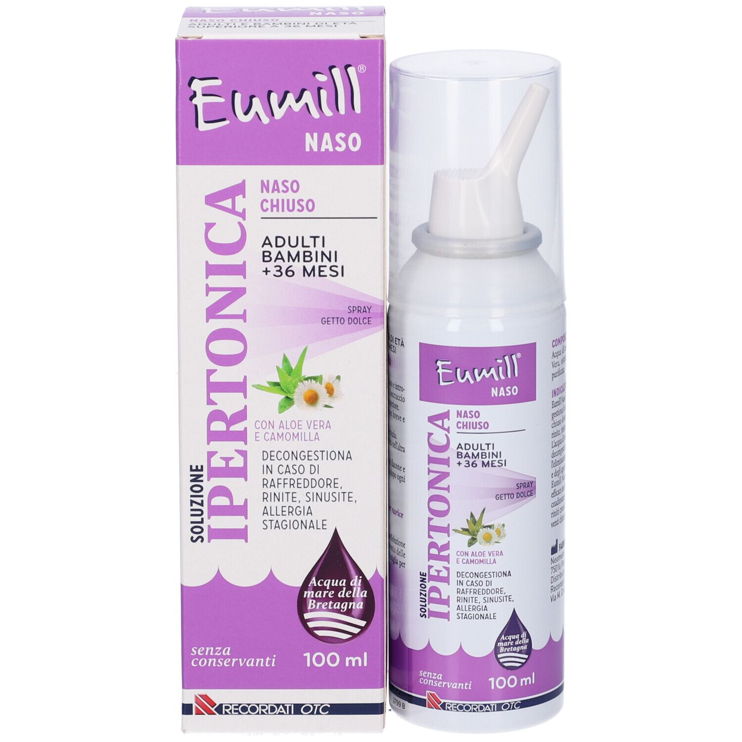 Eumill Nasen-Spray, 100 ml, mit Applikator und Schutzkappe.