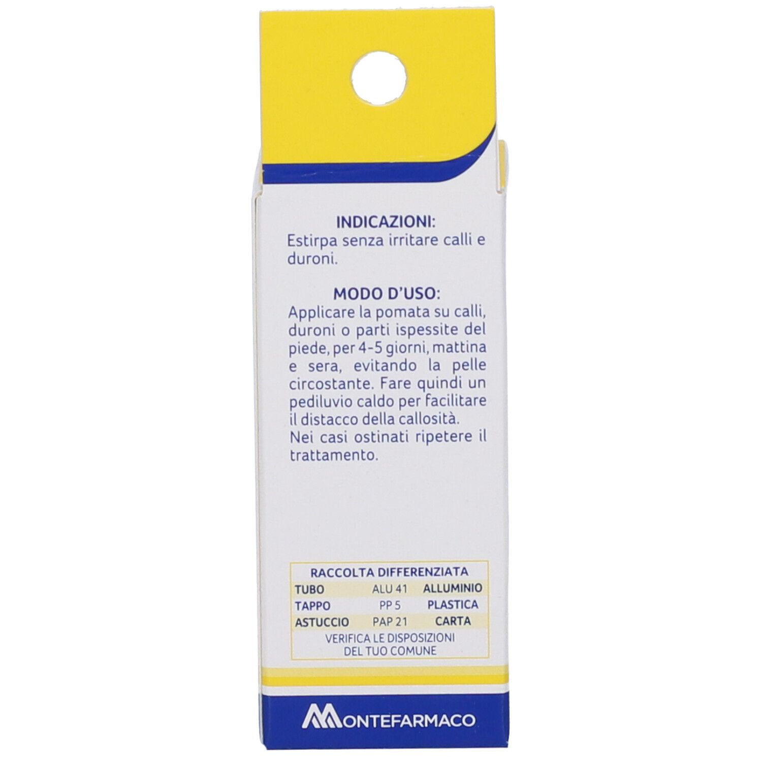 Verpackung für eine Fußpflegecreme mit Anwendungshinweisen und Inhaltsstoffen.