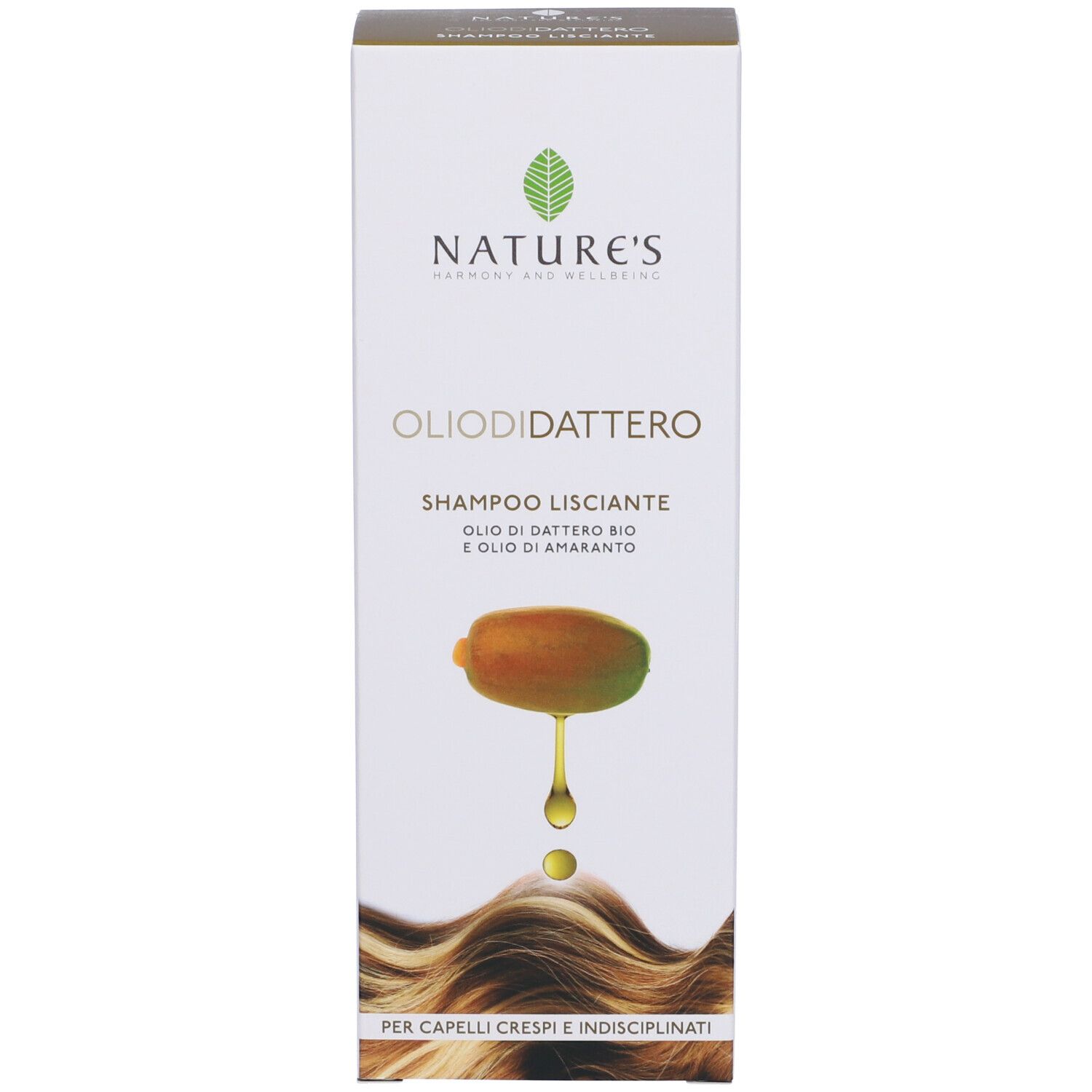 Nature's Olio di Dattero Shampoo: Glättendes Shampoo mit Dattel- und Amarantöl für widerspenstiges Haar.