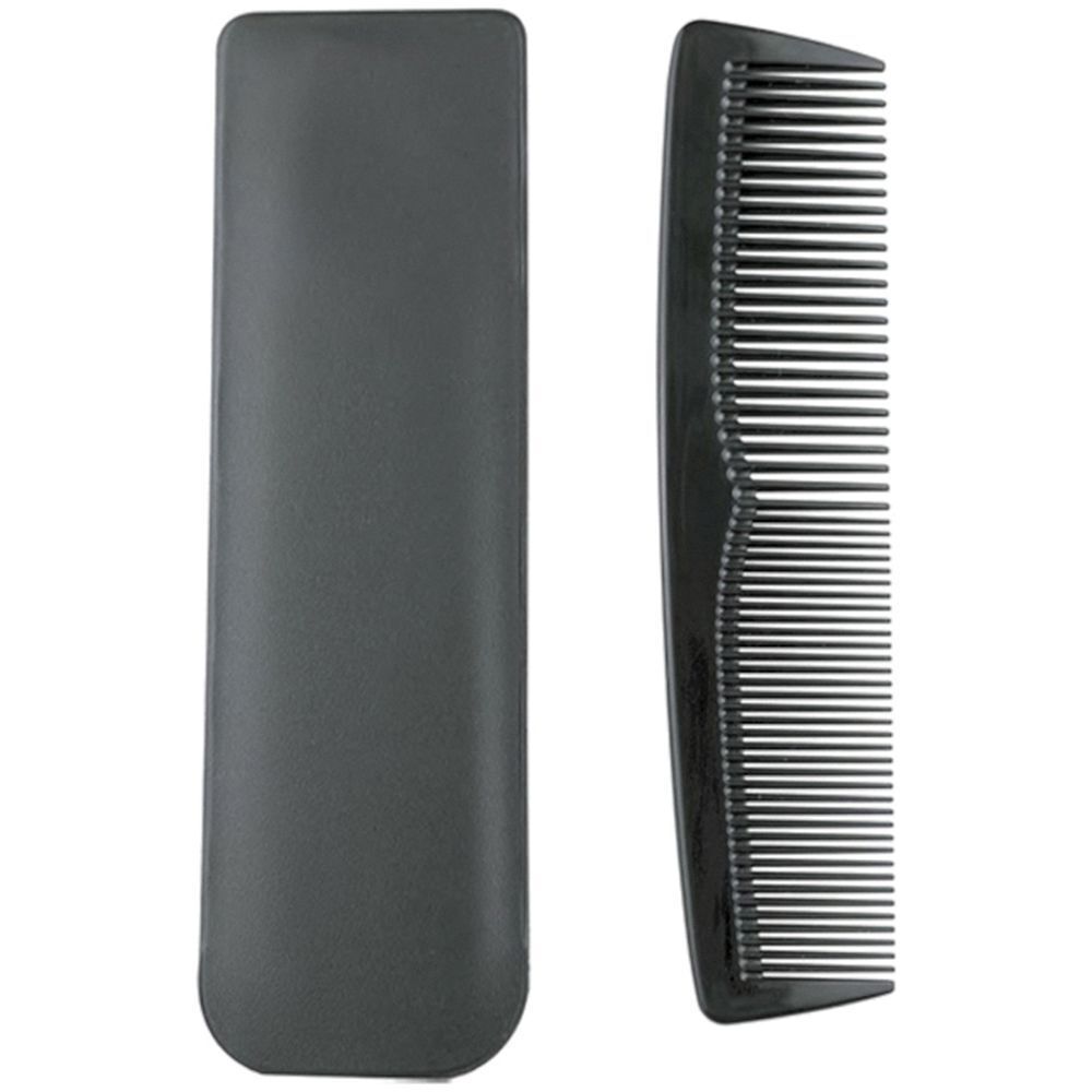 Pettine In Tecnopolimero Nero Tascabile Con Custodia