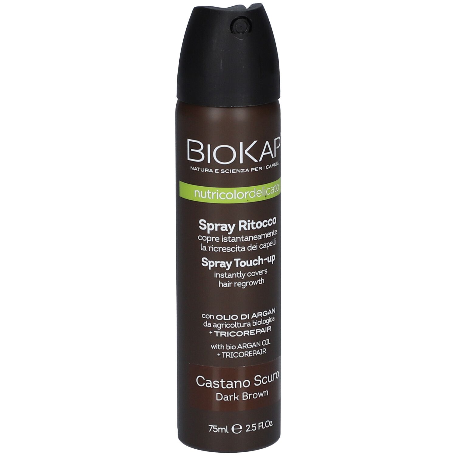 BIOKAP Spray Ritocco, dunkle Braunfarbe, 75ml.