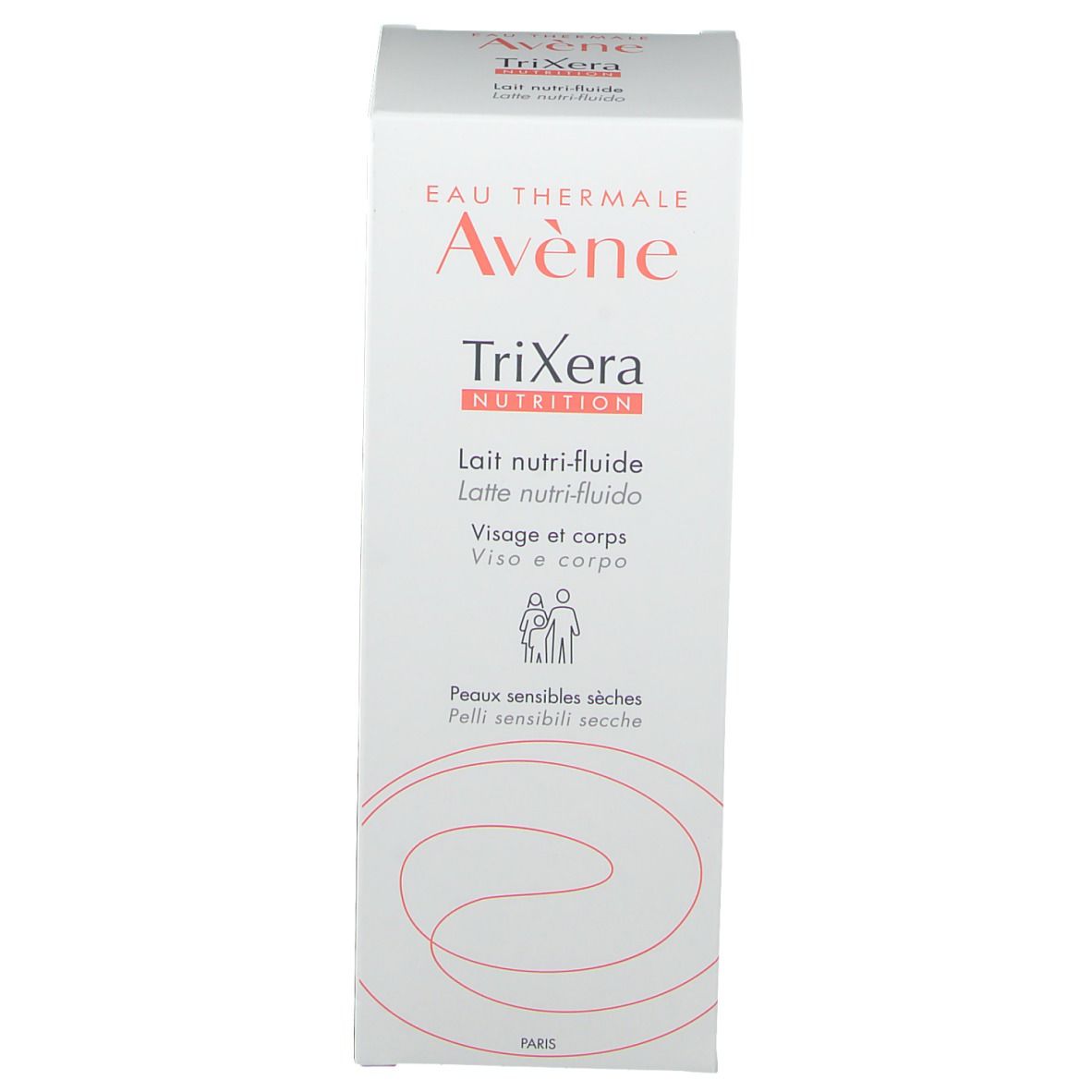 Karton "Avène TriXera Nutrition". Für trockene, empfindliche Haut. Gesicht und Körper. 200 ml.