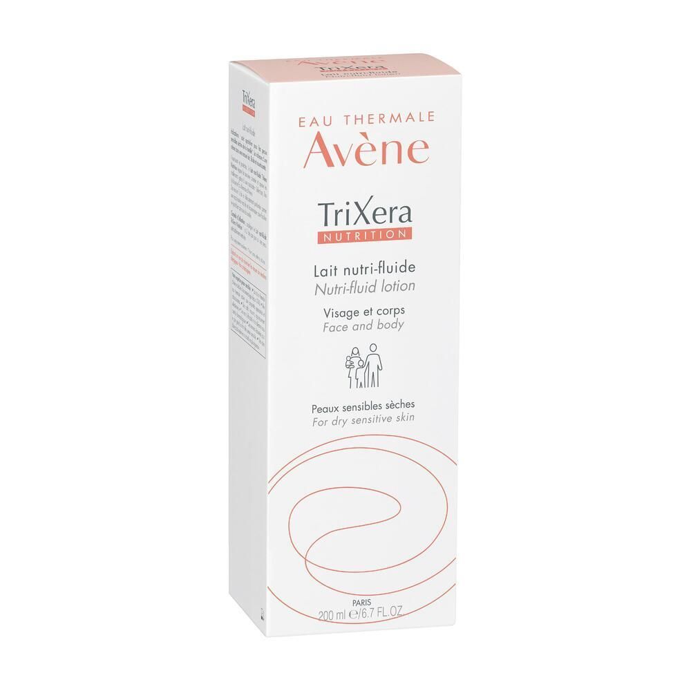 Karton "Avène TriXera Nutrition". Für trockene, empfindliche Haut. Gesicht und Körper. 200 ml.