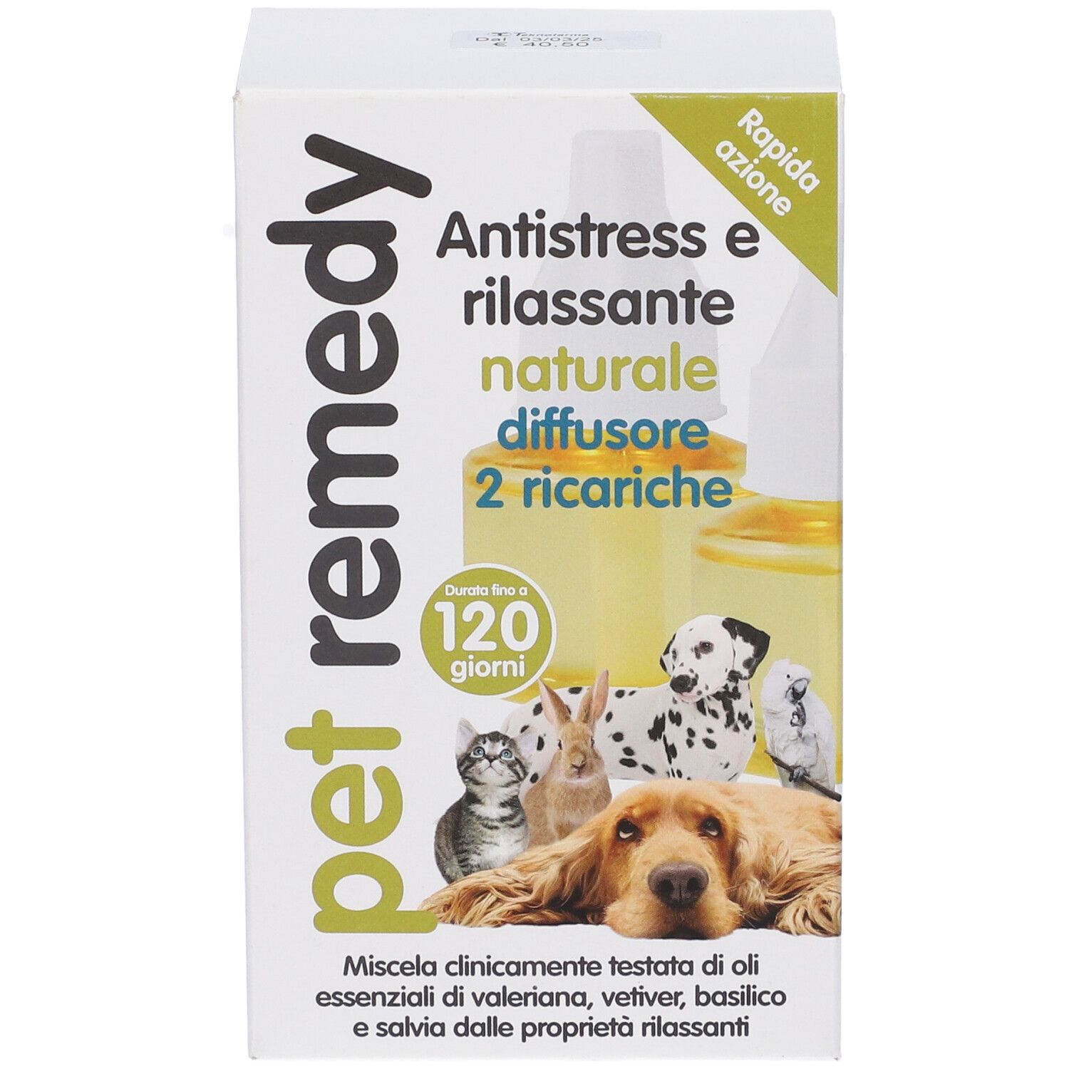 Verpackung für Pet Remedy Antistress und beruhigenden Diffusor.