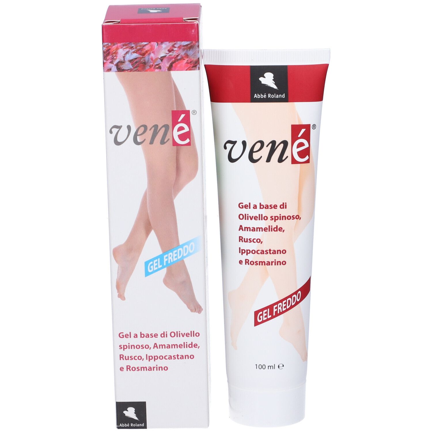Confezione del prodotto con tubo. Scritta "vené" e "Gel Freddo".