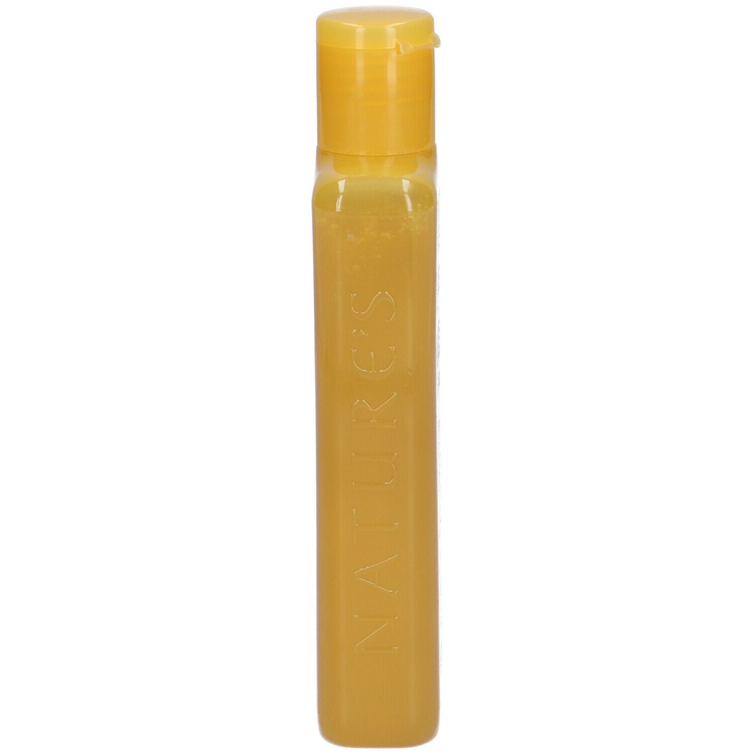Flacone stretto giallo con contenuto giallo. Scritta: NATURE'S.