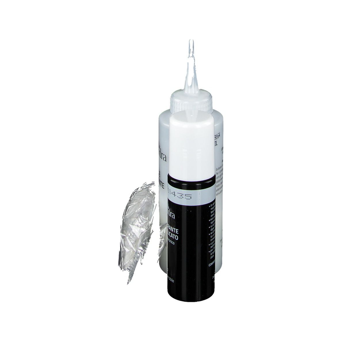 Set di tinta per capelli. Contiene flacone, tubetto e foglio. Marchio Euphidra.