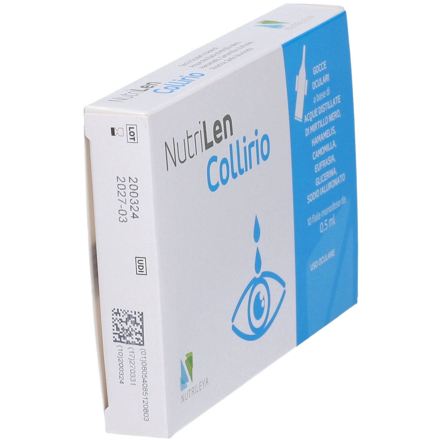 Packung NutriLen Colirio Augentropfen, 10 Einzeldosisbehälter à 0,5 ml.