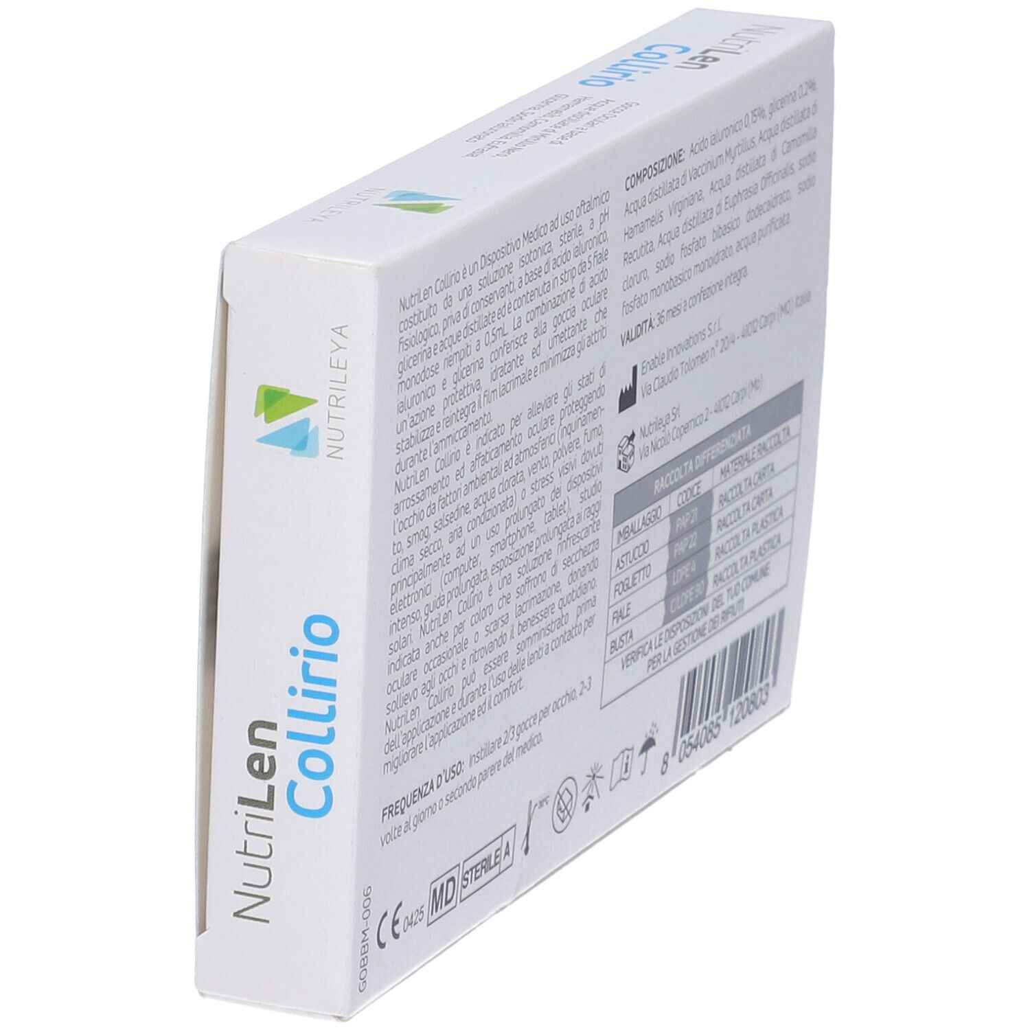 Packung NutriLen Colirio Augentropfen, 10 Einzeldosisbehälter à 0,5 ml.