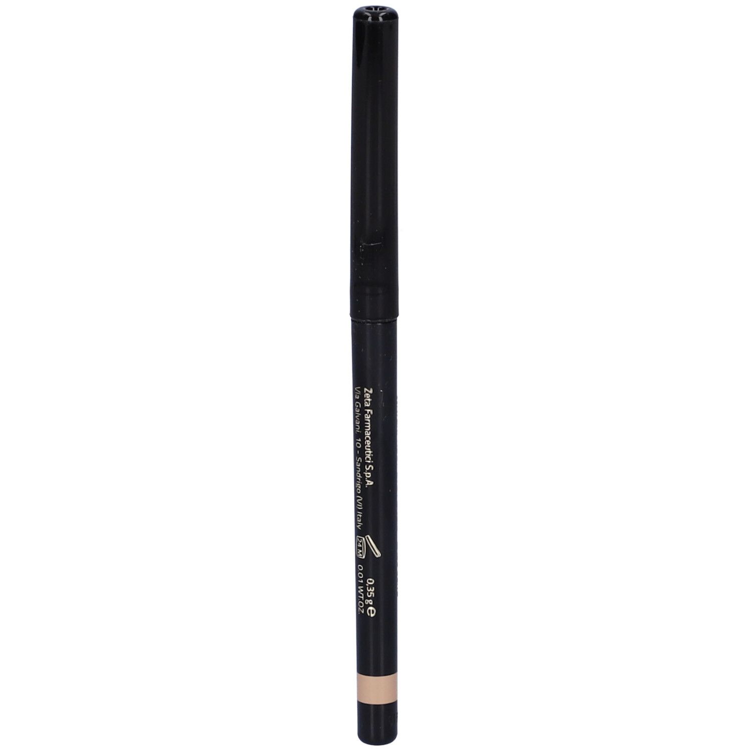 Matita occhi nera con cappuccio chiuso. Scritta: MATITA OCCHI WATERPROOF. Colore: beige.