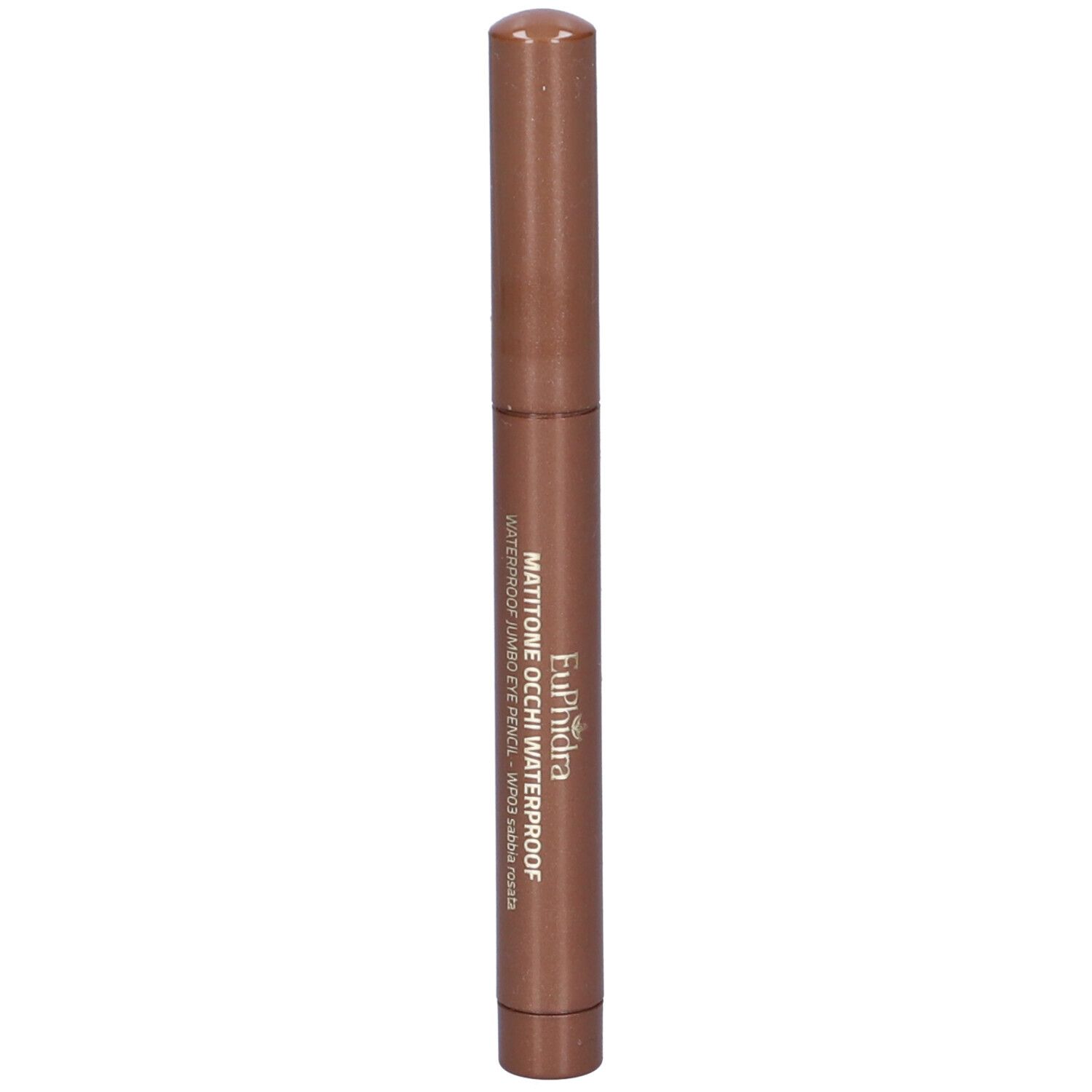 Matita occhi marrone. Scritta: Mattone occhi waterproof.