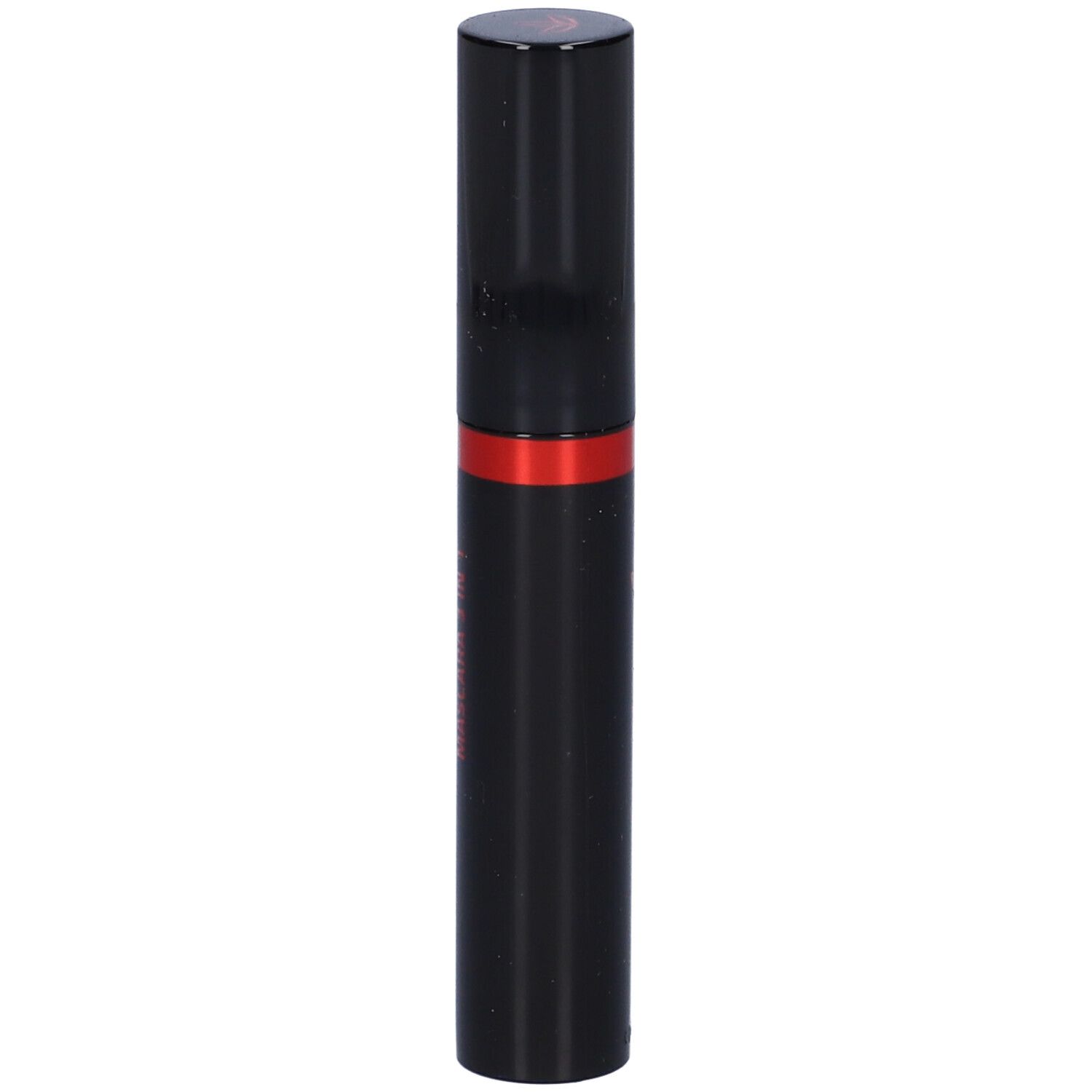 Tubetto di mascara nero chiuso con fascia rossa.