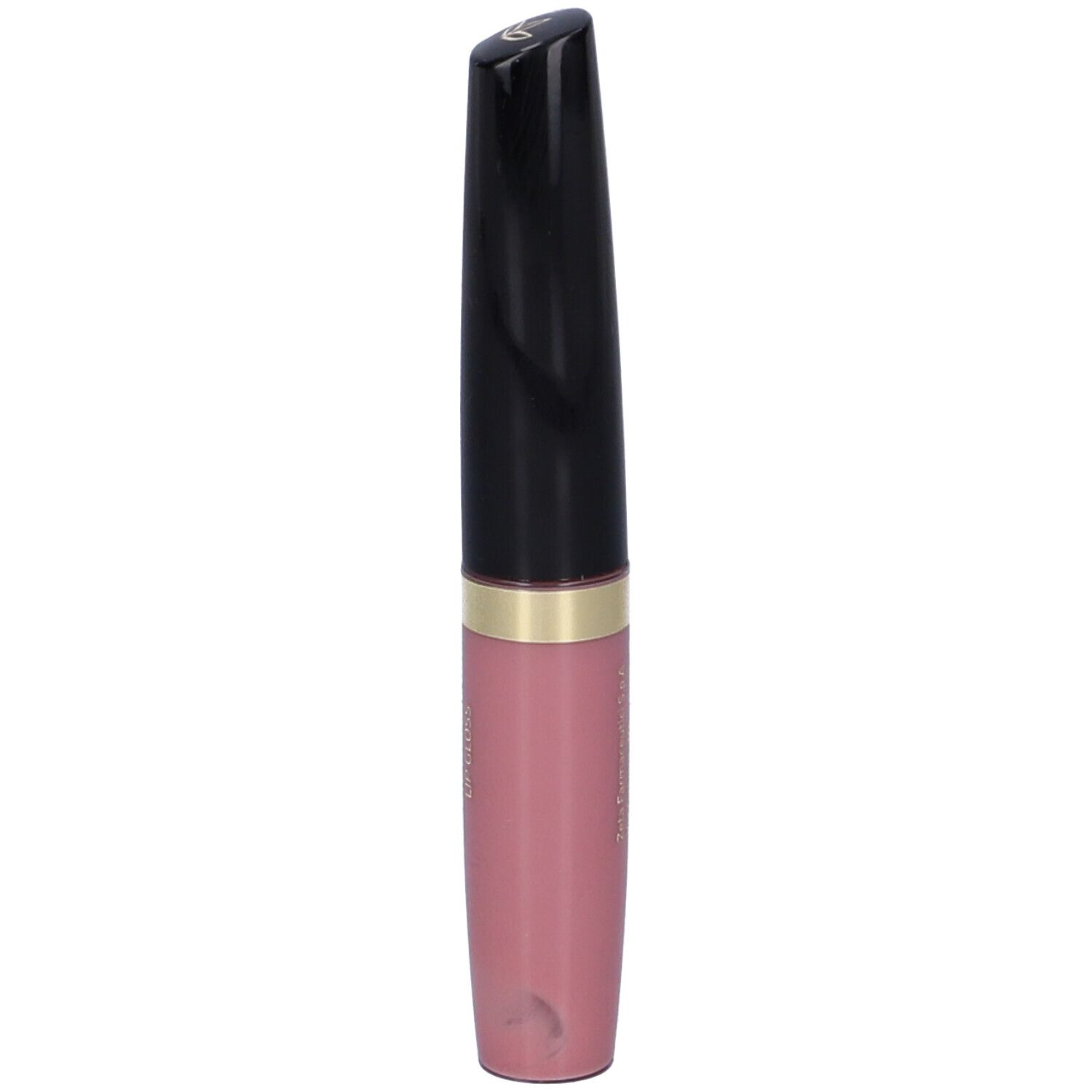 Tubo di lucidalabbra, tappo nero, anello dorato, contenuto rosa. Scritta: Euphidra LUCIDALABBRA LIP GLOSS.