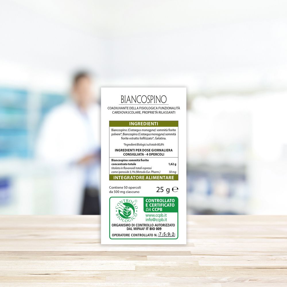 Rückseite der Produktverpackung. Text: Inhaltsstoffe, 25 g, Kontrollzertifizierung.