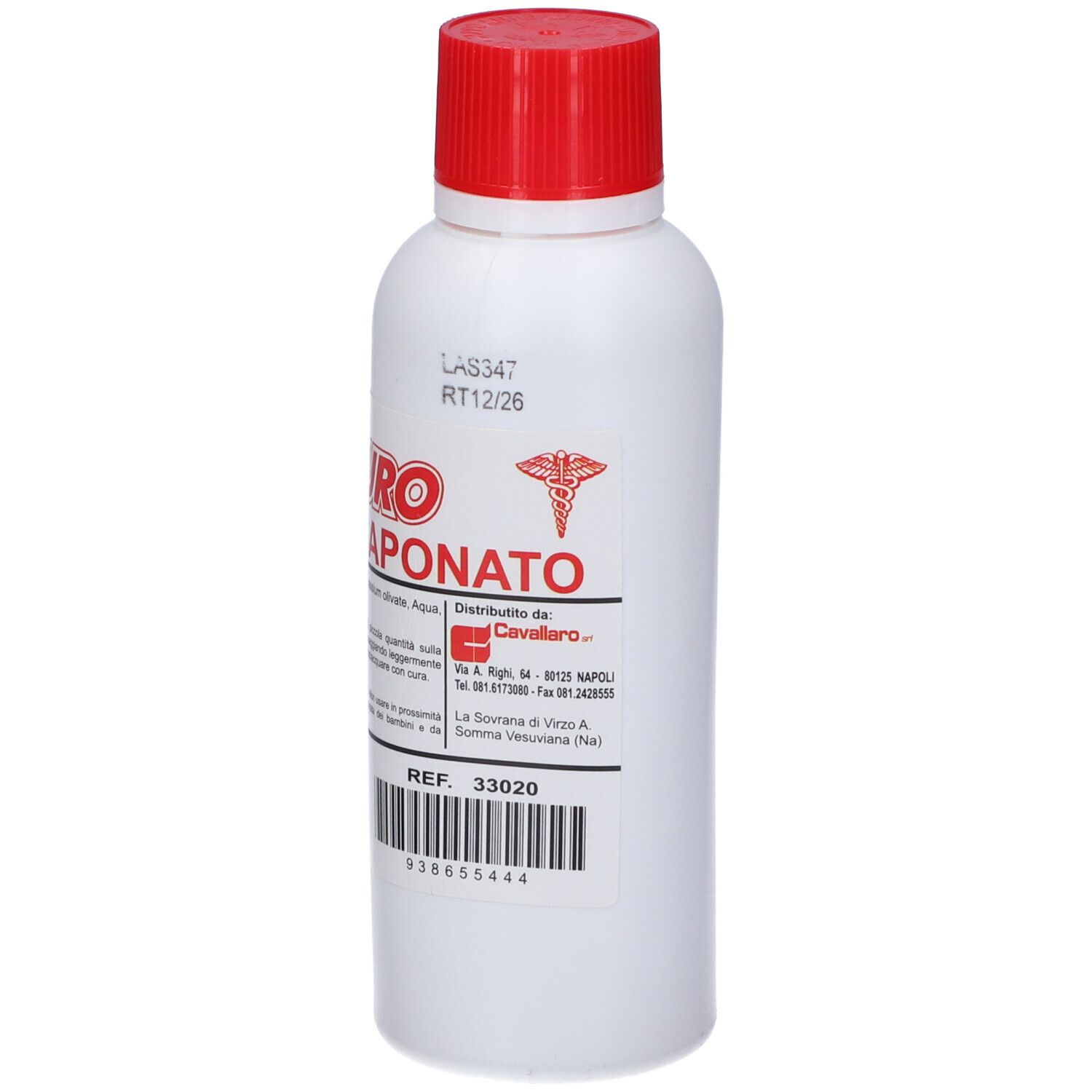 Flacone bianco con tappo rosso. Scritta: Euro Alcool Saponato. Contiene alcool, potassio, cloruro di sodio, citrato. Avvertenze.