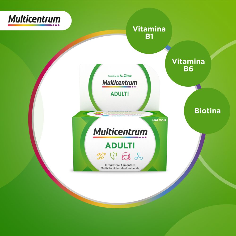 Multicentrum Adulti Verpackung mit Vitamin B1, B6 und Biotin.