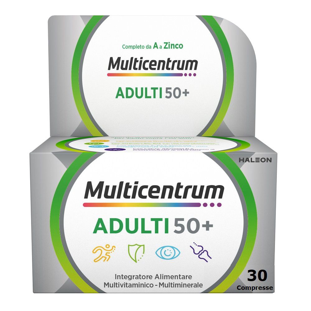 Multicentrum Adulti 50+ Multivitaminico Vitamina C E Calcio, 30cpr