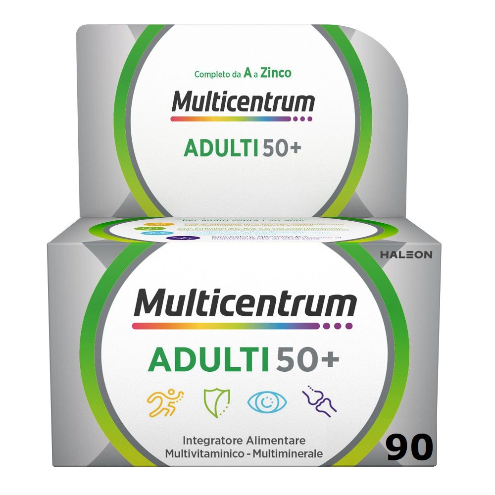 Multicentrum Adulti 50+ Multivitaminico Vitamina C E Calcio, 90cpr