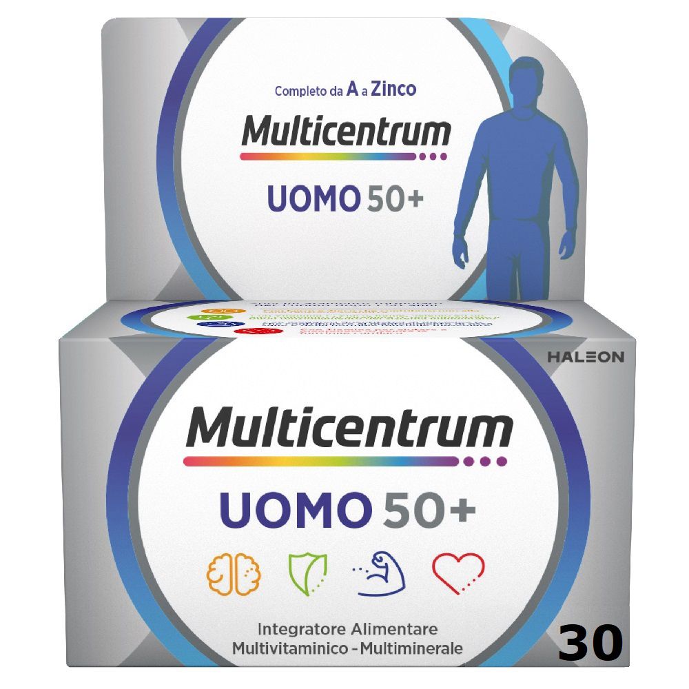 Multicentrum Uomo 50+ Multivitaminico Vitamina D C B D Zinco, 30cpr