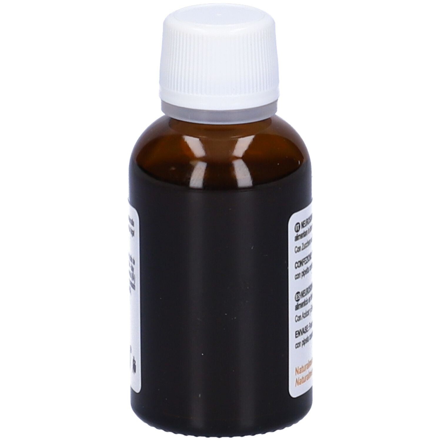 Neuroson Gocce, flacone contagocce. Flacone in vetro marrone con tappo bianco. Scritta: 30 ml, senza glutine, senza lattosio.