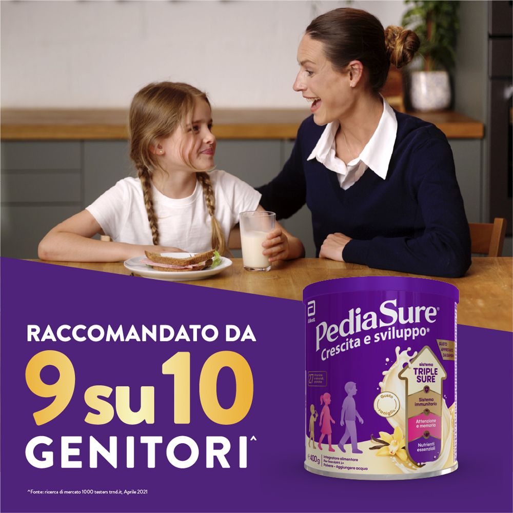 PediaSure Produkte: Dose Vanille, Dose Erdbeere, Flasche Erdbeere. Wissenschaftlich formuliert.