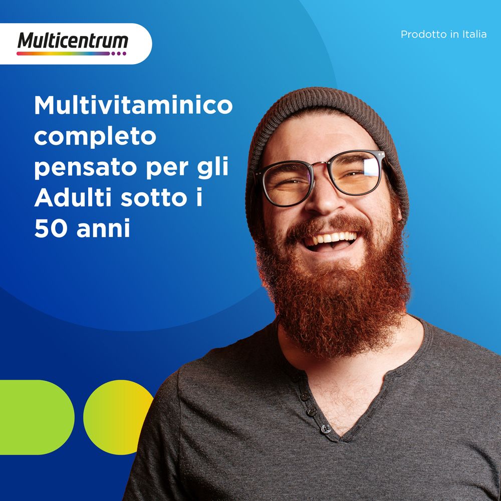 Lachender Mann mit Bart und Brille, Multicentrum Werbung.