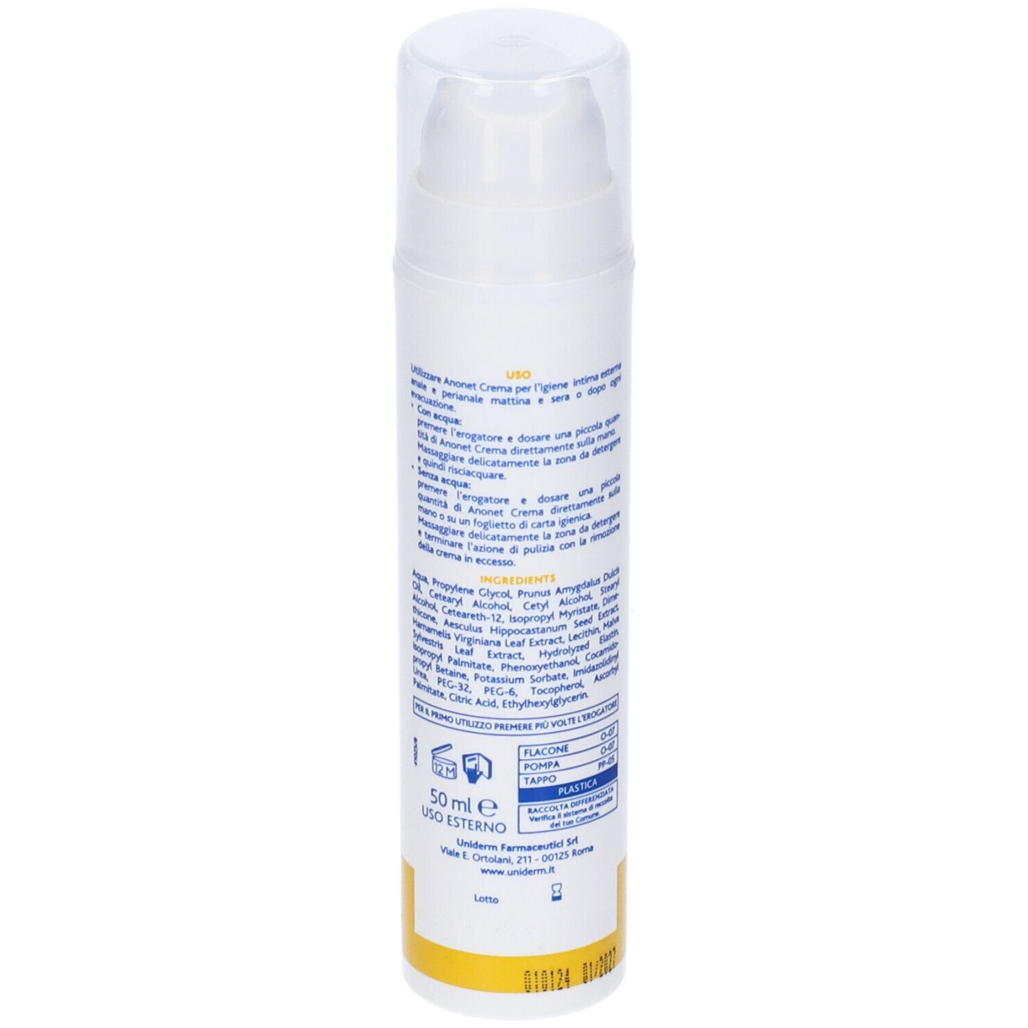 Uniderm Anonet Creme 50ml, Spenderflasche