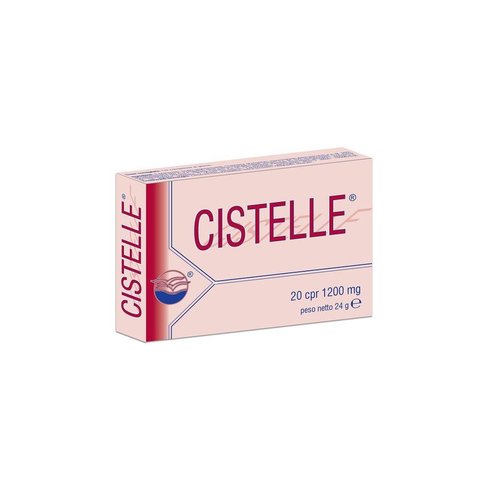 Scatola Cistelle rosa. Nome e logo del prodotto visibili. Contiene 20 compresse.