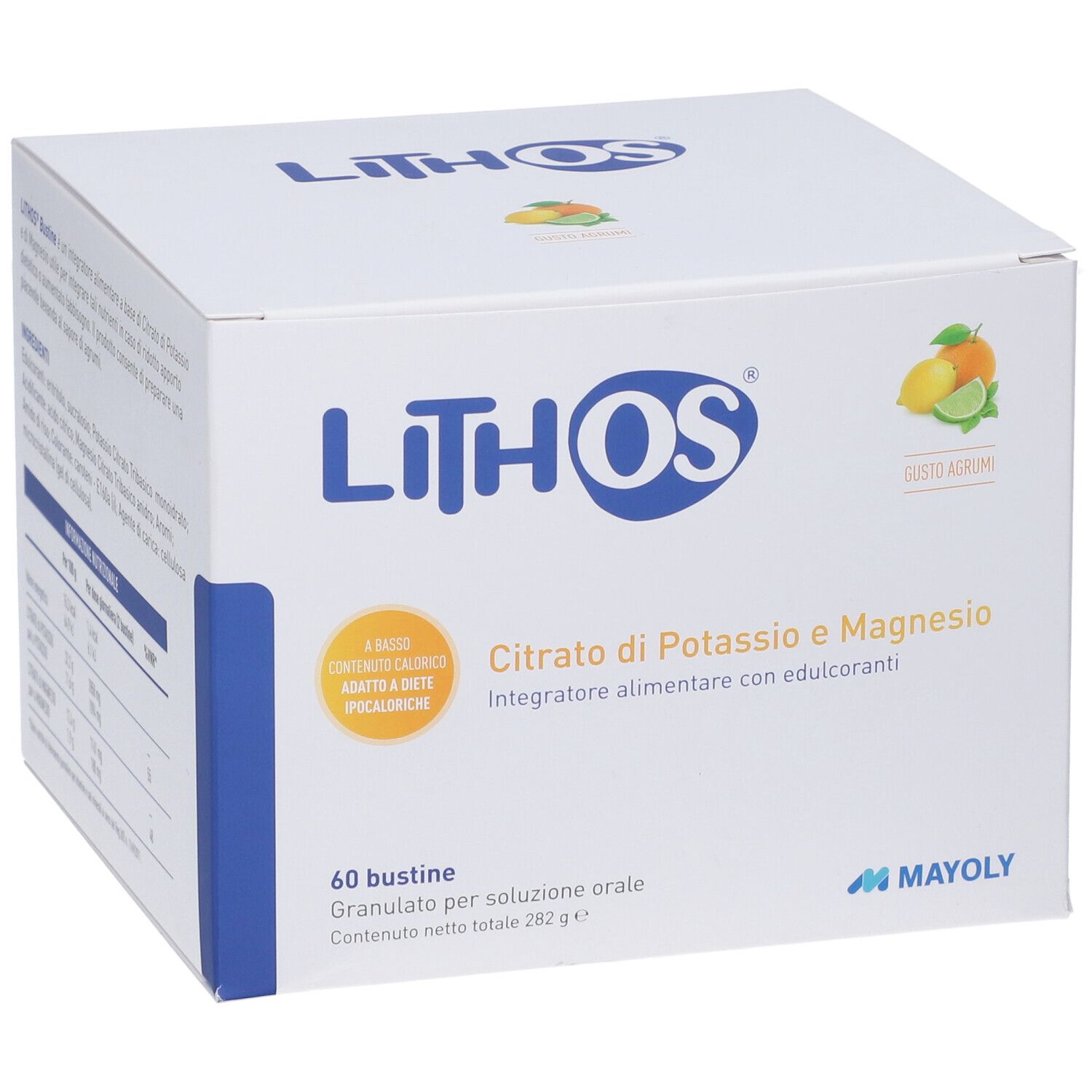 Lithos® Zitrusfrüchte-Nahrungsergänzungsmittel mit Süßungsmitteln, 60 Beutel, Kalorienarm, Mayoly.