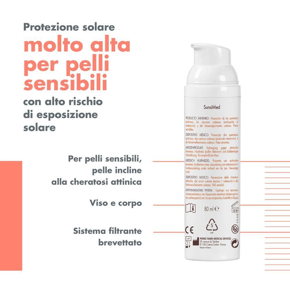 Retro del flacone bianco. Testo multilingue. Dispositivo medico. 80 ml. Marchio CE. Per viso e corpo.