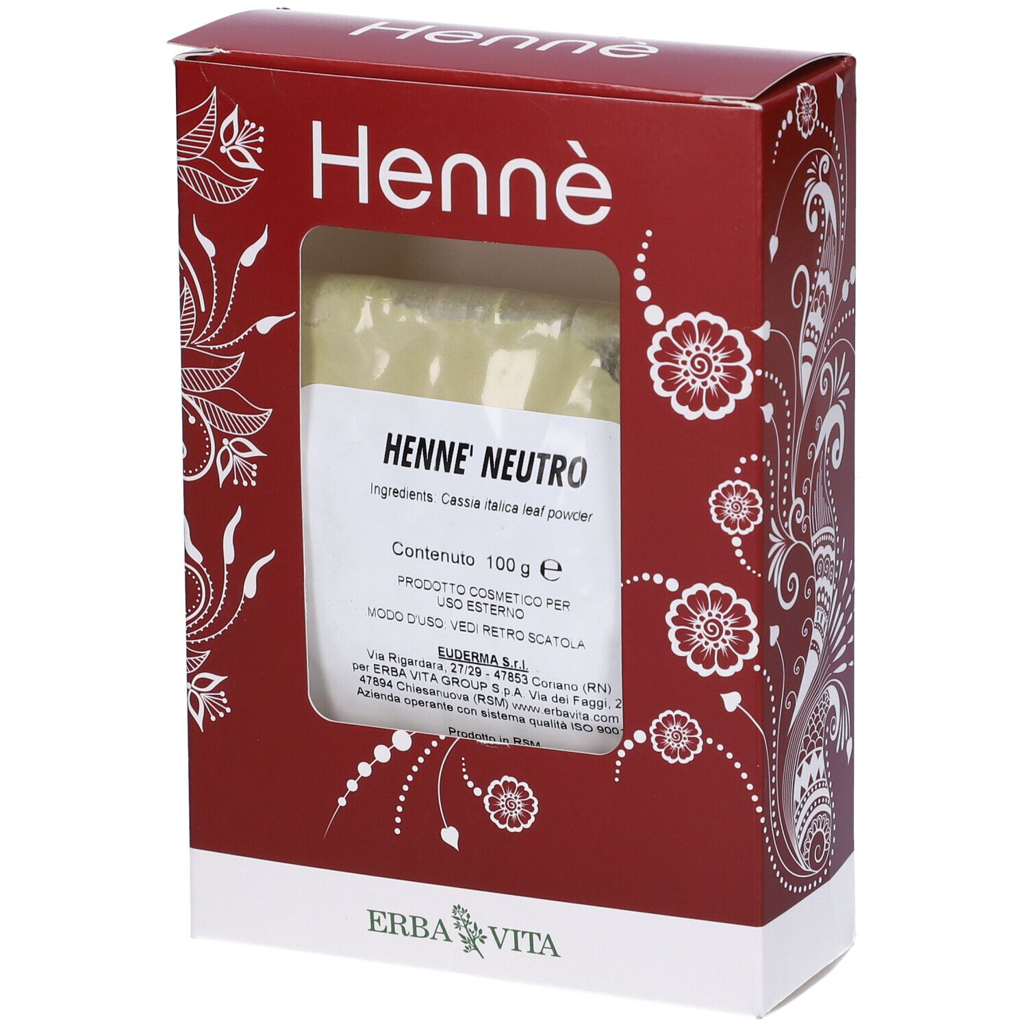 Henne Erba Vita Henne Colorante Capelli Neutro 100 G G Tintura