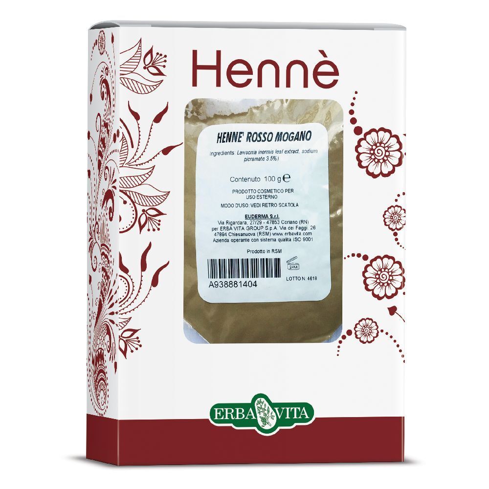 Henne Erba Vita Henne Colorante Capelli Rosso Mogano 100 G G Tintura