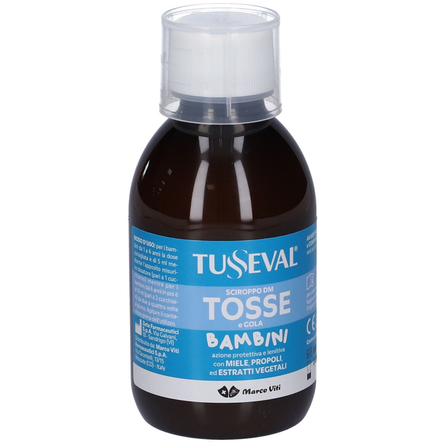 Flasche mit Hustensirup für Kinder, 150 ml, mit Honig und Propolis.