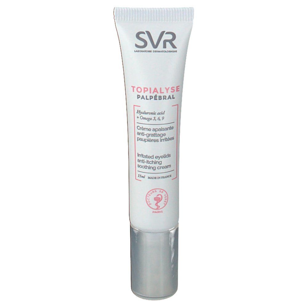 Tubo di crema con nome del prodotto e del marchio. Contiene acido ialuronico e Omega 3, 6, 9. 15ml.