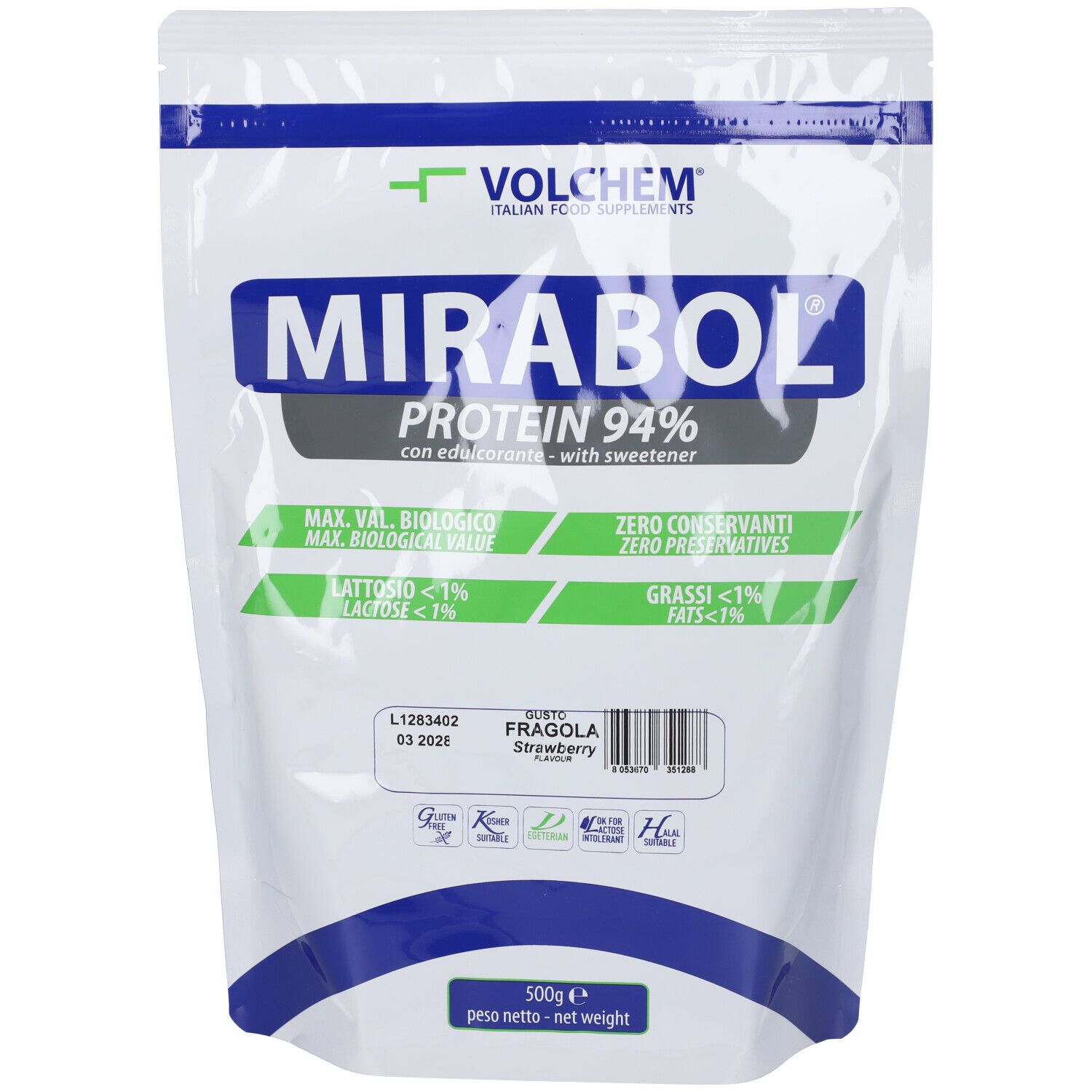 VOLCHEM Mirabol Protein 94 Proteine Del Latte - Gusto Fragola