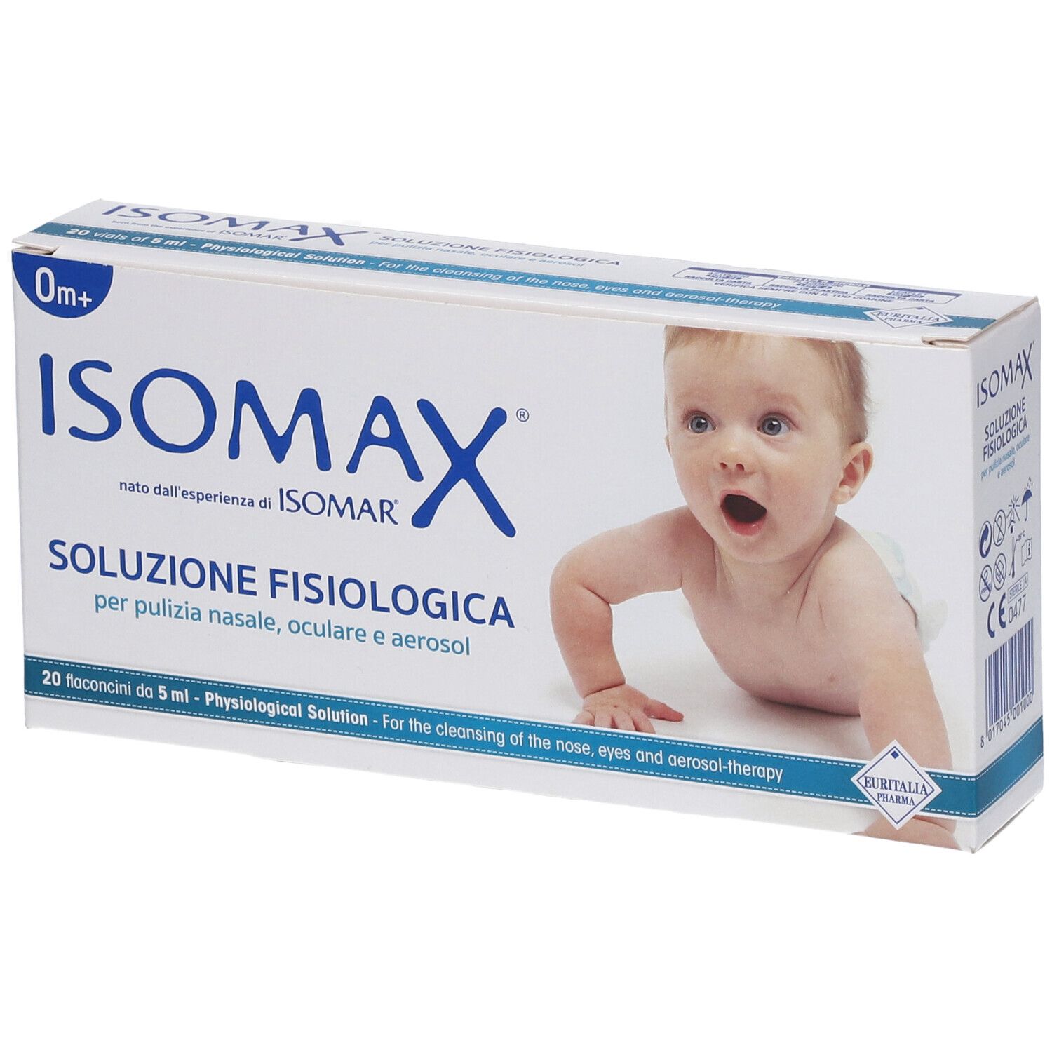 Isomax physiologische Lösung, 20 Fläschchen à 5 ml für Nasen-, Augen- und Aerosolreinigung.