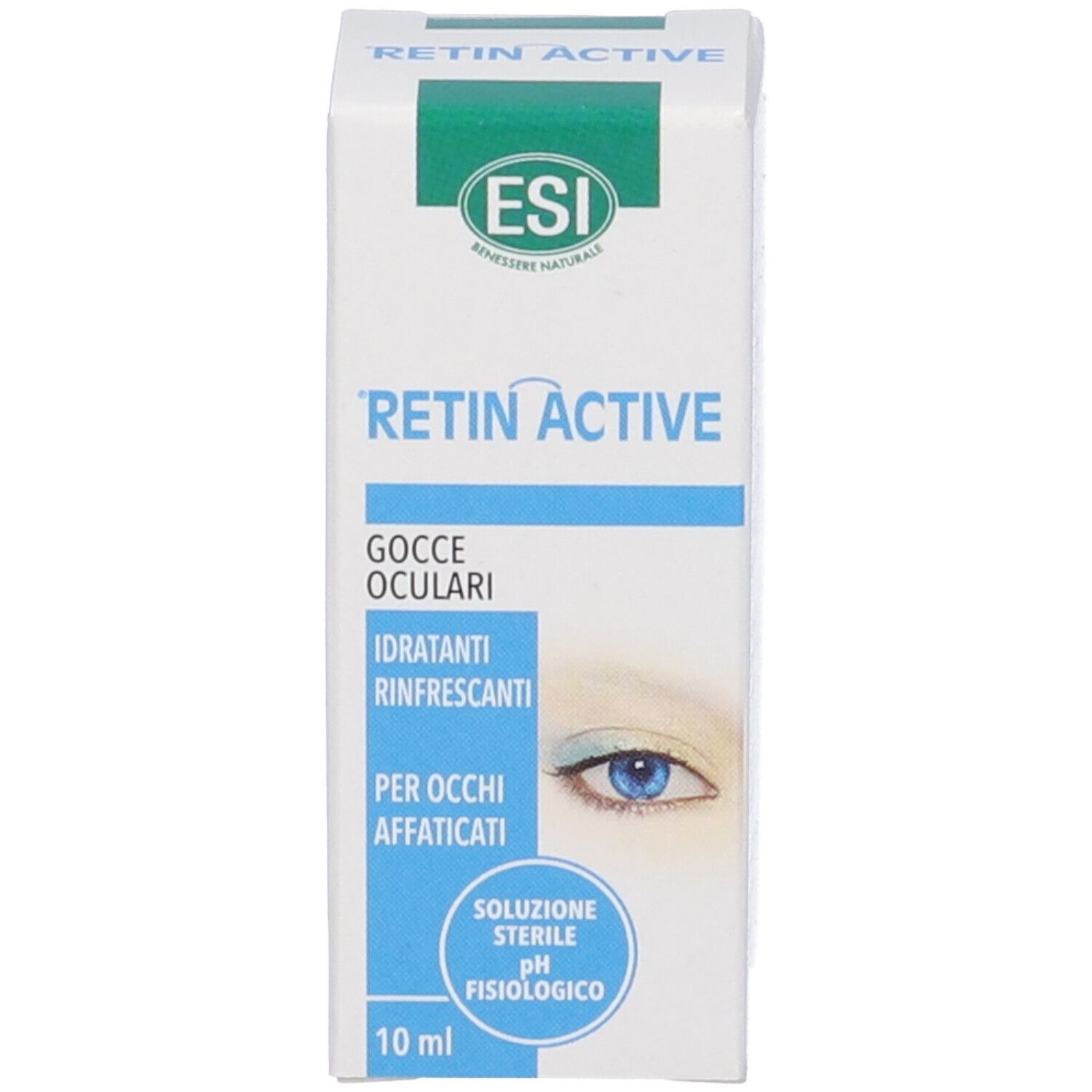 Retin Active Augentropfen, 10 ml Flasche und Faltschachtel.