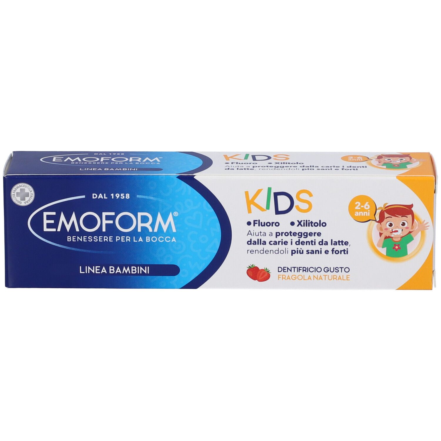 Emoform Kinder Zahnpasta, Erdbeergeschmack, 50ml.