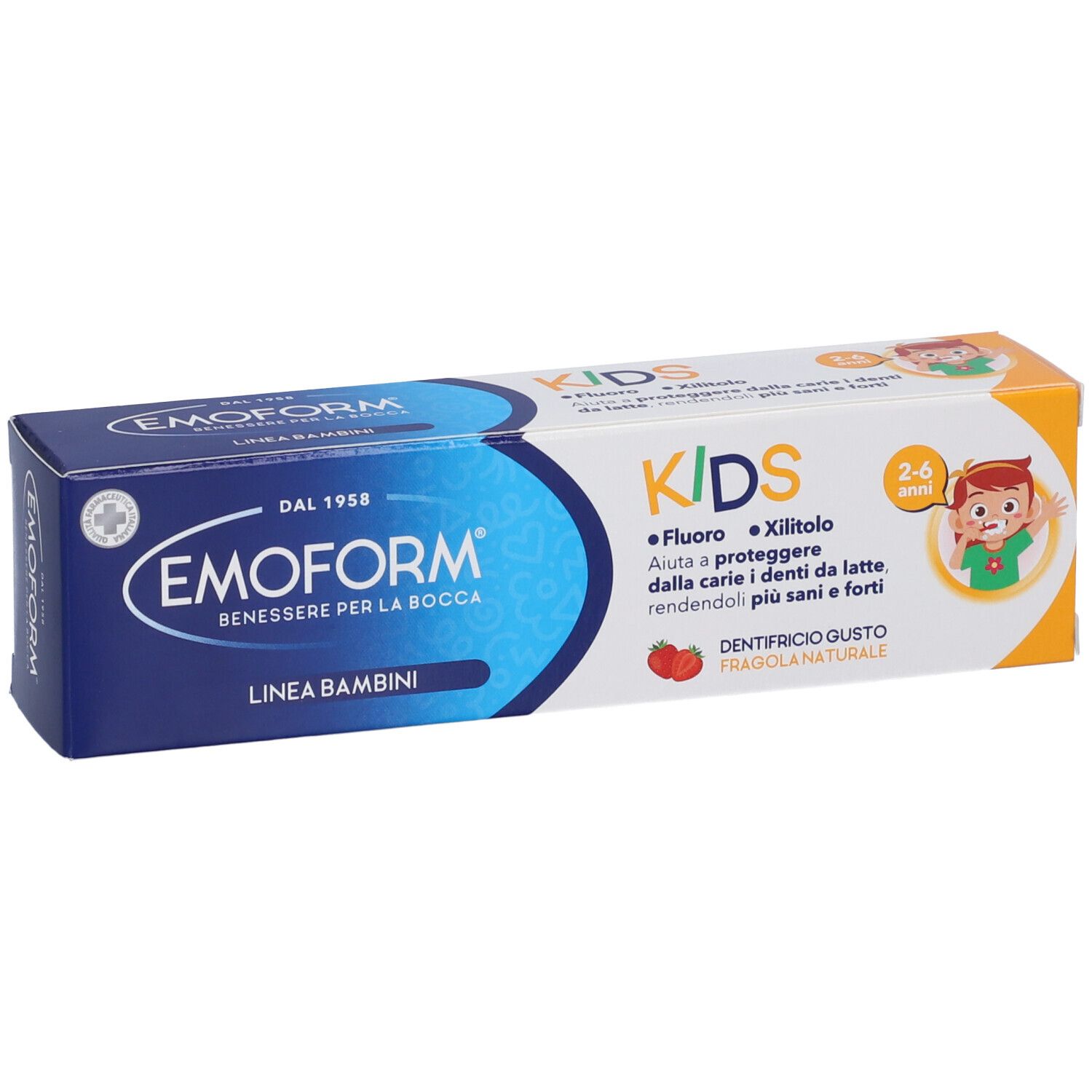 Emoform Kinder Zahnpasta, Erdbeergeschmack, 50ml.