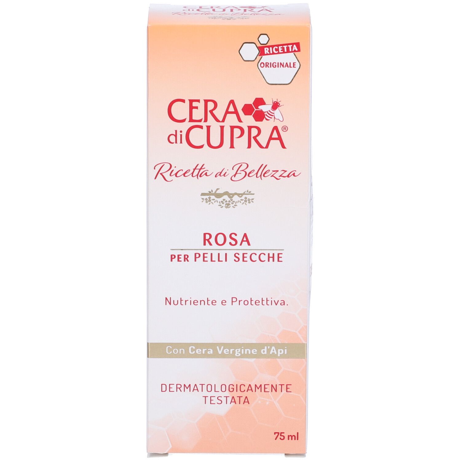Cera di Cupra Schachtel. Rosa für trockene Haut. Mit Bienenwachs. Dermatologisch getestet. 75 ml.