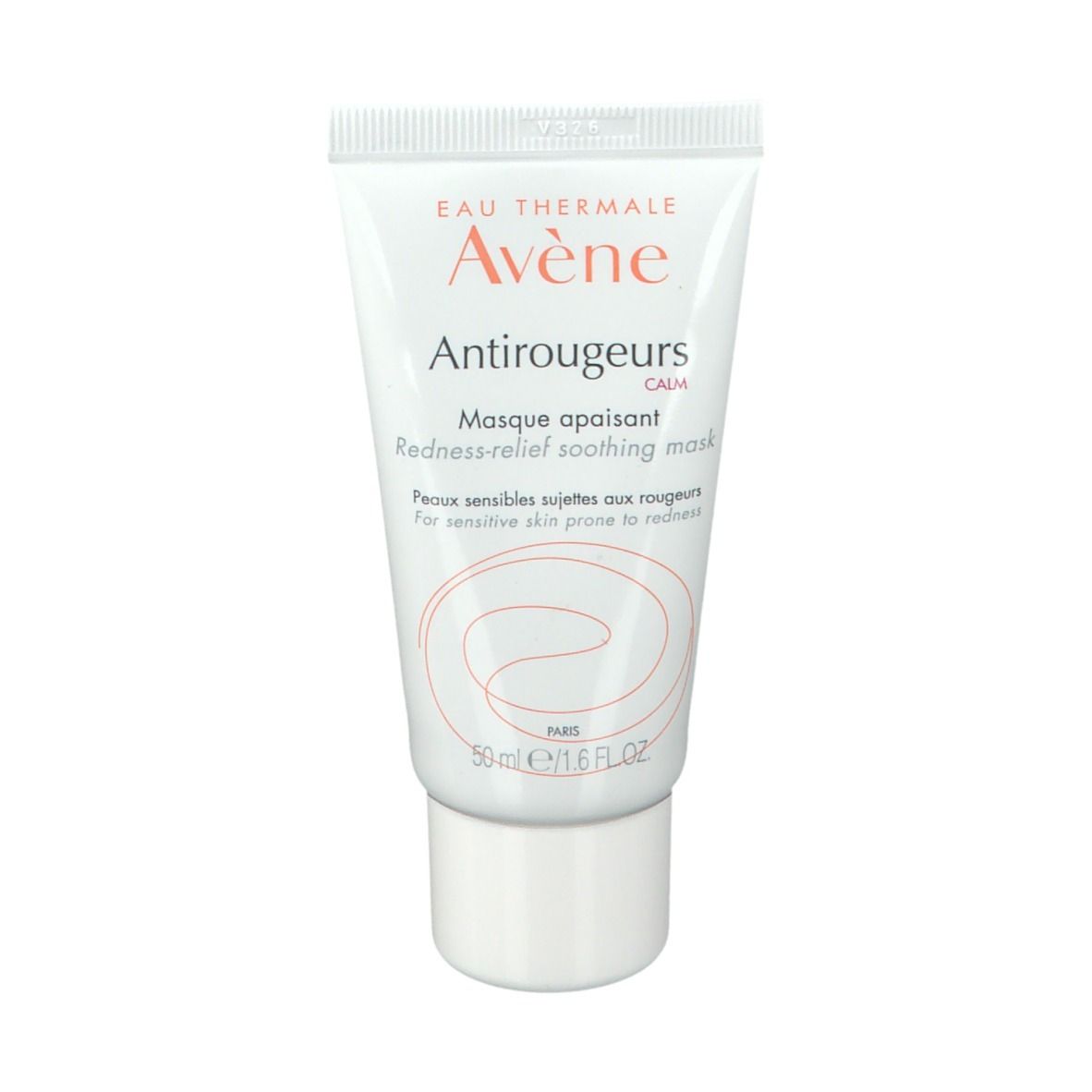 Tube blanc avec nom du produit et logo. Contient 50 ml. Texte en français et anglais.